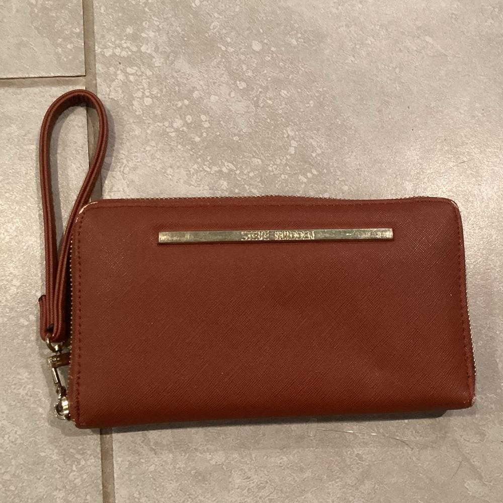 Steve Madden Brown Leather Clutch Wristlet
